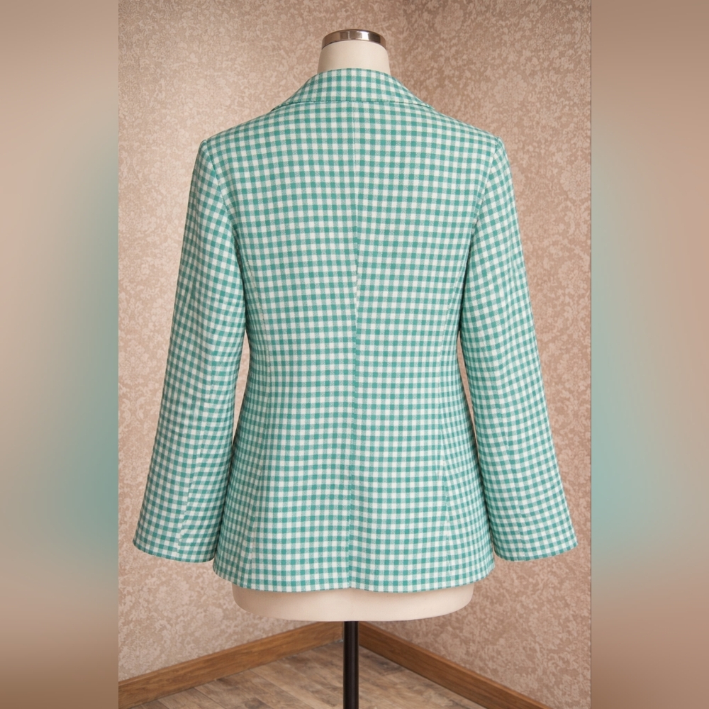NWT Francesca’s ALYA Green Gingham Blazer Large Preppy Spring Jacket Checkered - Picture 3 of 9